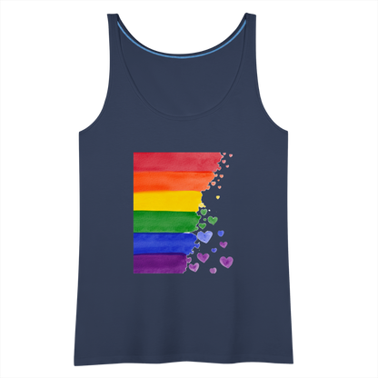 Frauen Premium Tank Top - LGBT Streifen - Navy