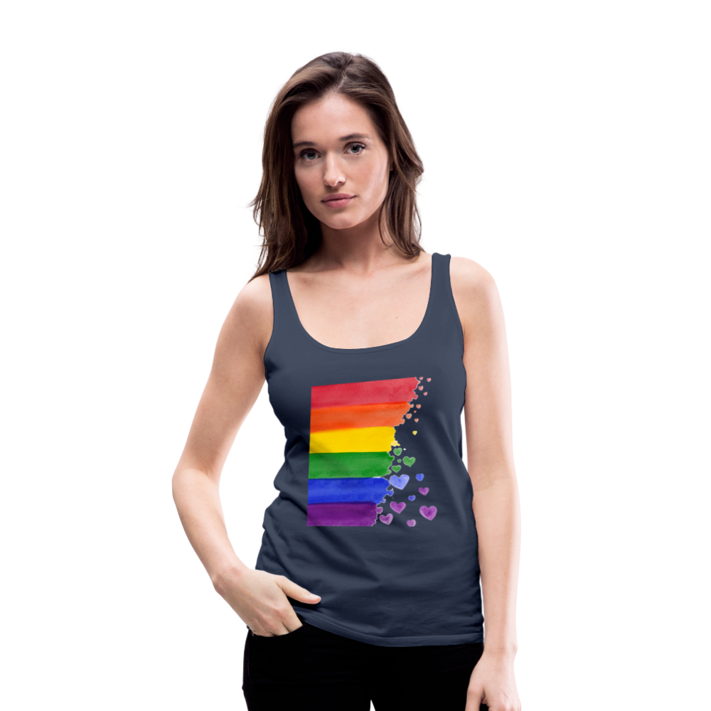 Frauen Premium Tank Top - LGBT Streifen - Navy