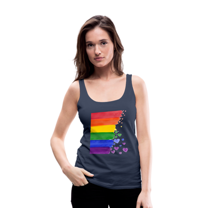 Frauen Premium Tank Top - LGBT Streifen - Navy