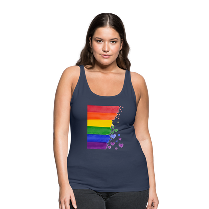 Frauen Premium Tank Top - LGBT Streifen - Navy