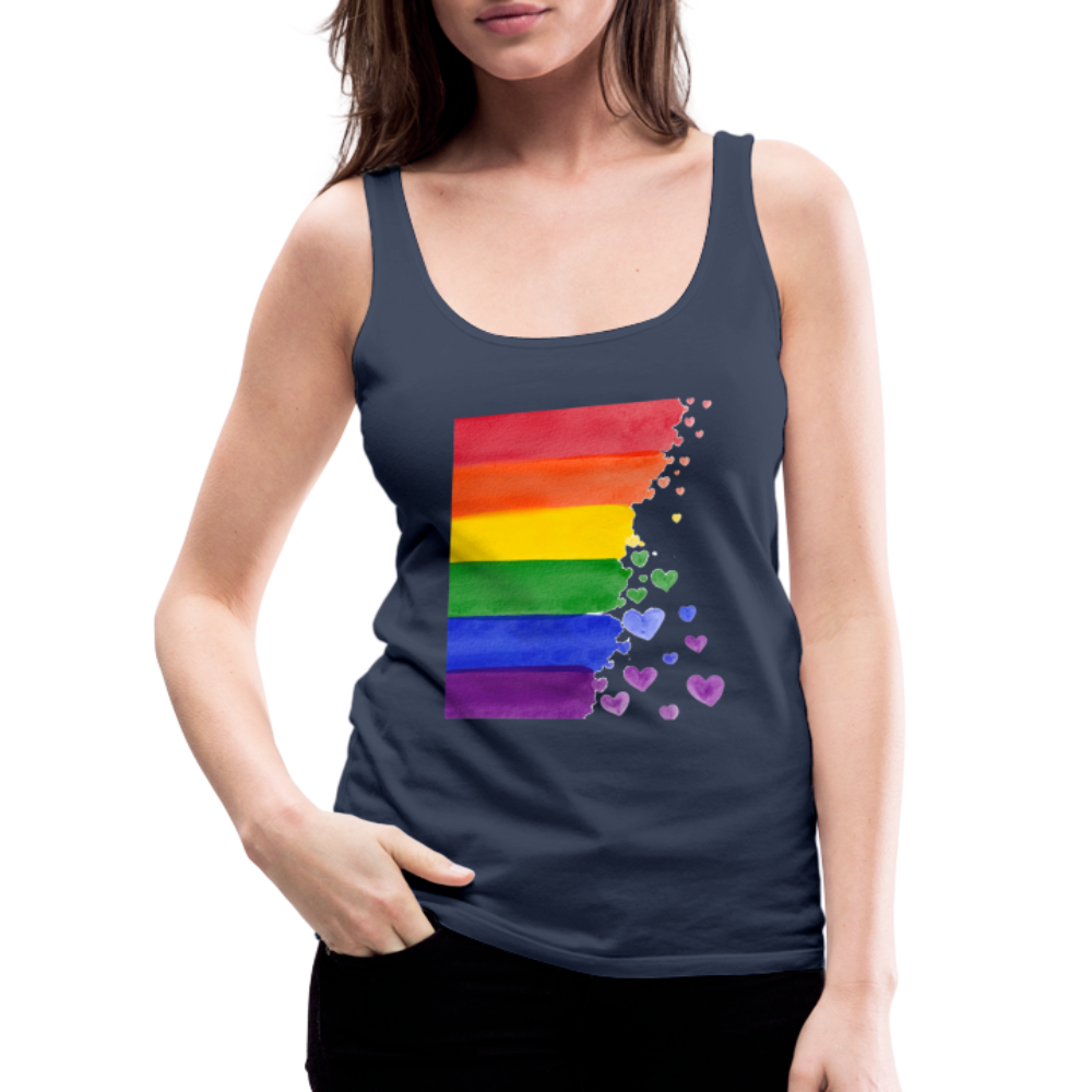 Frauen Premium Tank Top - LGBT Streifen - Navy