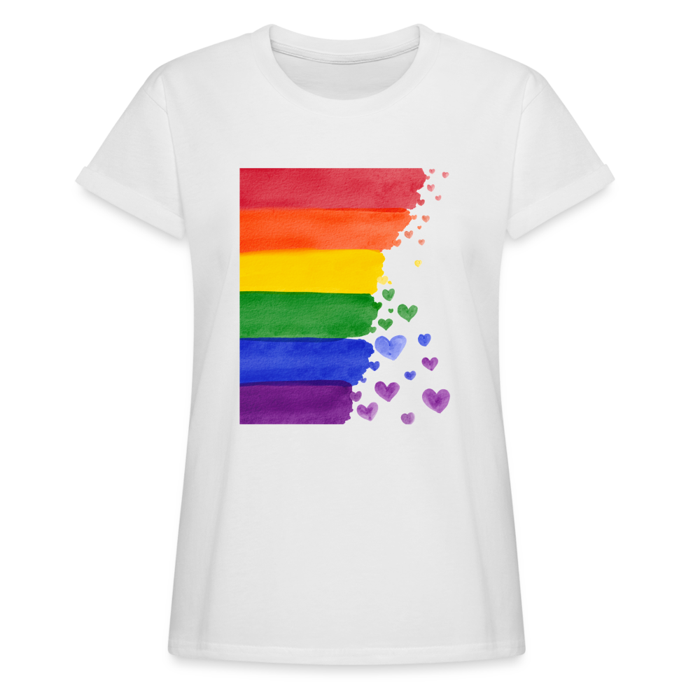 Frauen Oversize T-Shirt - LGBT Streifen - weiß