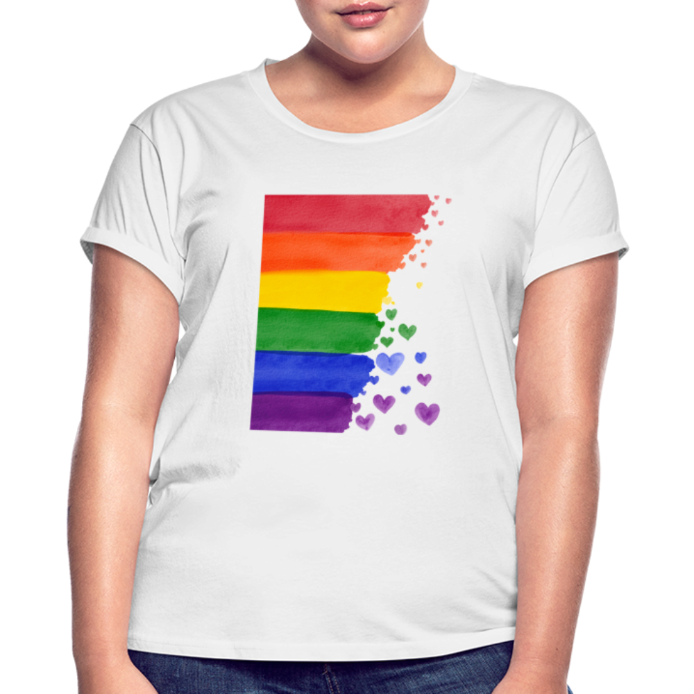 Frauen Oversize T-Shirt - LGBT Streifen - weiß