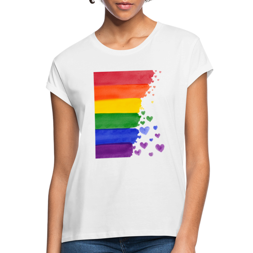 Frauen Oversize T-Shirt - LGBT Streifen - weiß