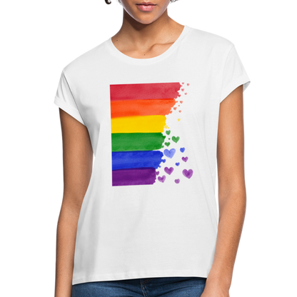 Frauen Oversize T-Shirt - LGBT Streifen - weiß