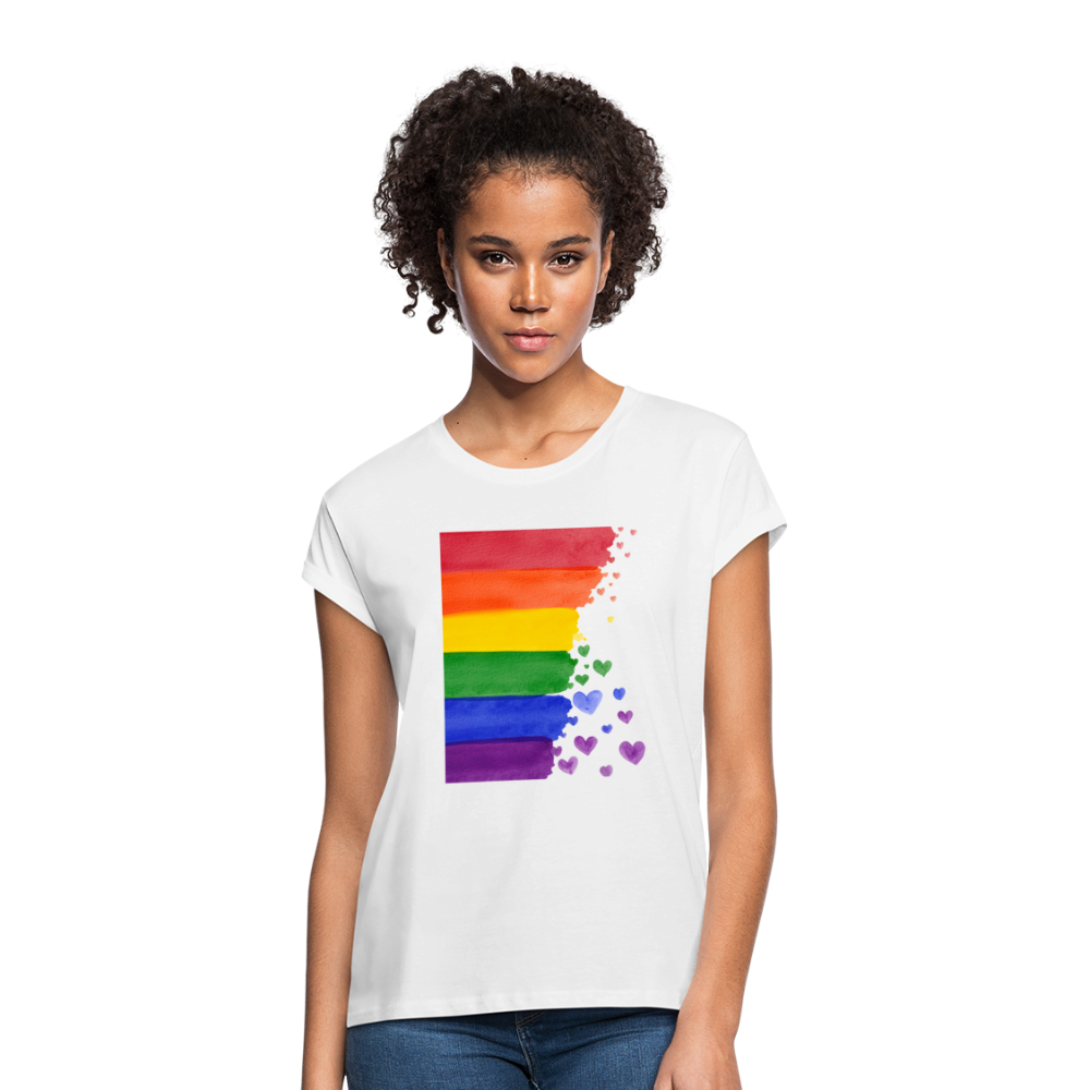 Frauen Oversize T-Shirt - LGBT Streifen - weiß