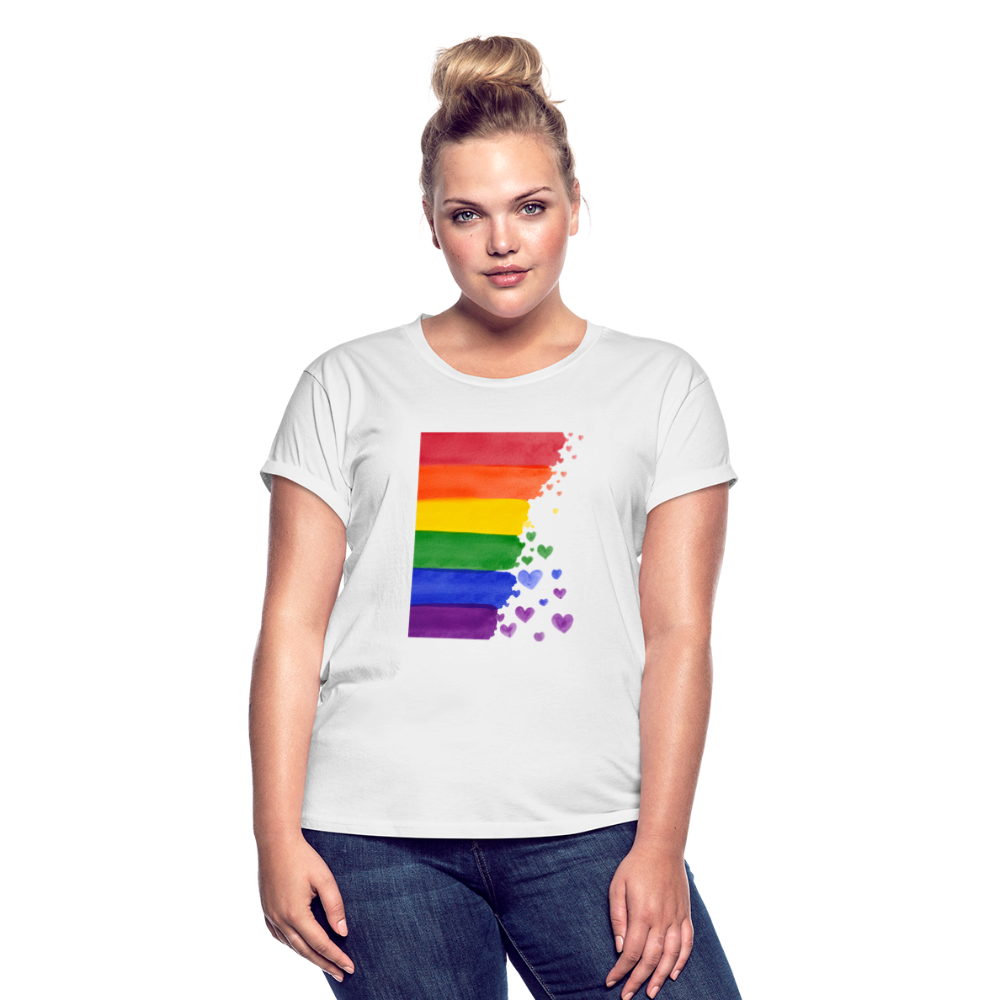 Frauen Oversize T-Shirt - LGBT Streifen - weiß