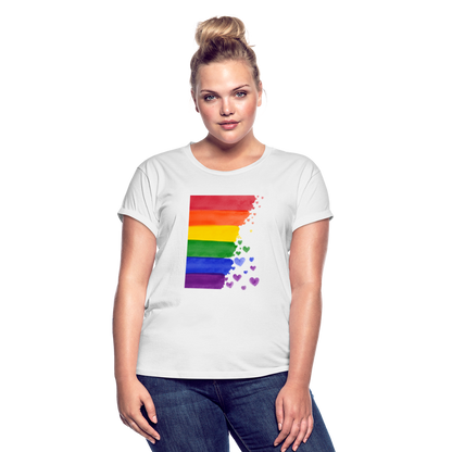 Frauen Oversize T-Shirt - LGBT Streifen - weiß