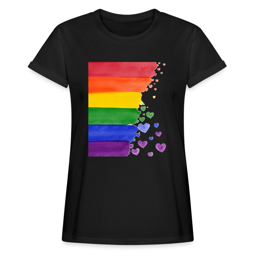 Frauen Oversize T-Shirt - LGBT Streifen - Schwarz