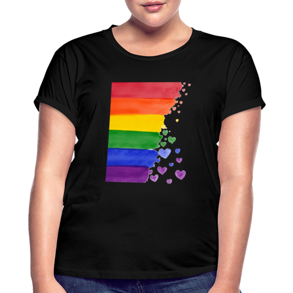 Frauen Oversize T-Shirt - LGBT Streifen - Schwarz