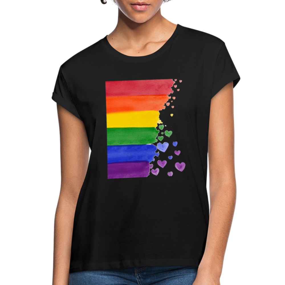 Frauen Oversize T-Shirt - LGBT Streifen - Schwarz