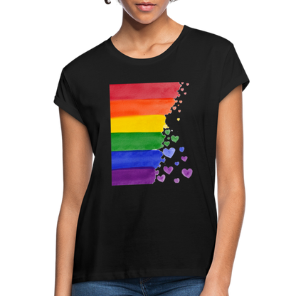 Frauen Oversize T-Shirt - LGBT Streifen - Schwarz