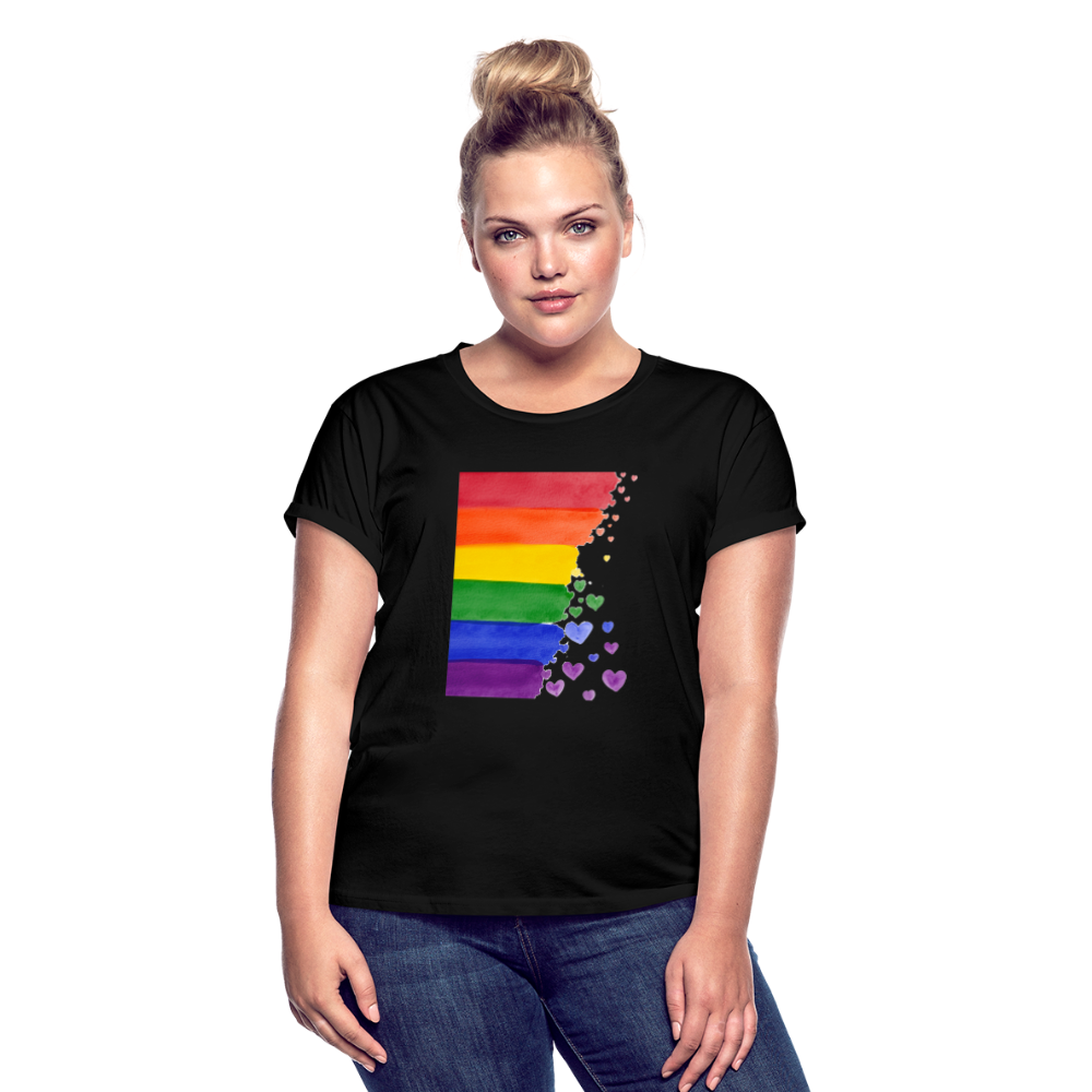 Frauen Oversize T-Shirt - LGBT Streifen - Schwarz