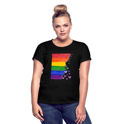 Frauen Oversize T-Shirt - LGBT Streifen - Schwarz