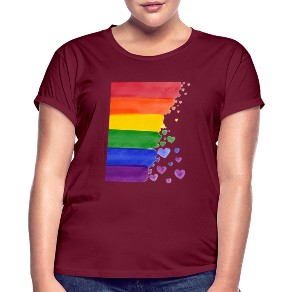 Frauen Oversize T-Shirt - LGBT Streifen - Bordeaux