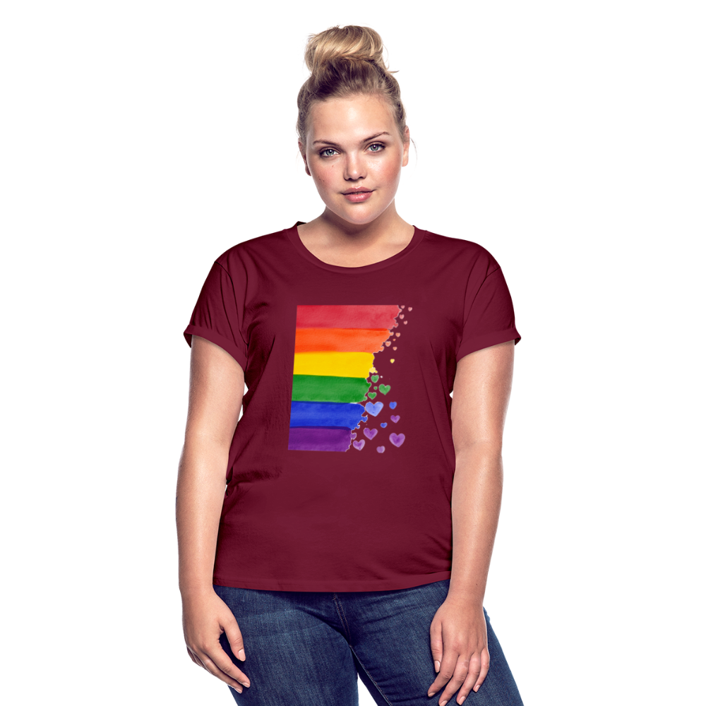 Frauen Oversize T-Shirt - LGBT Streifen - Bordeaux