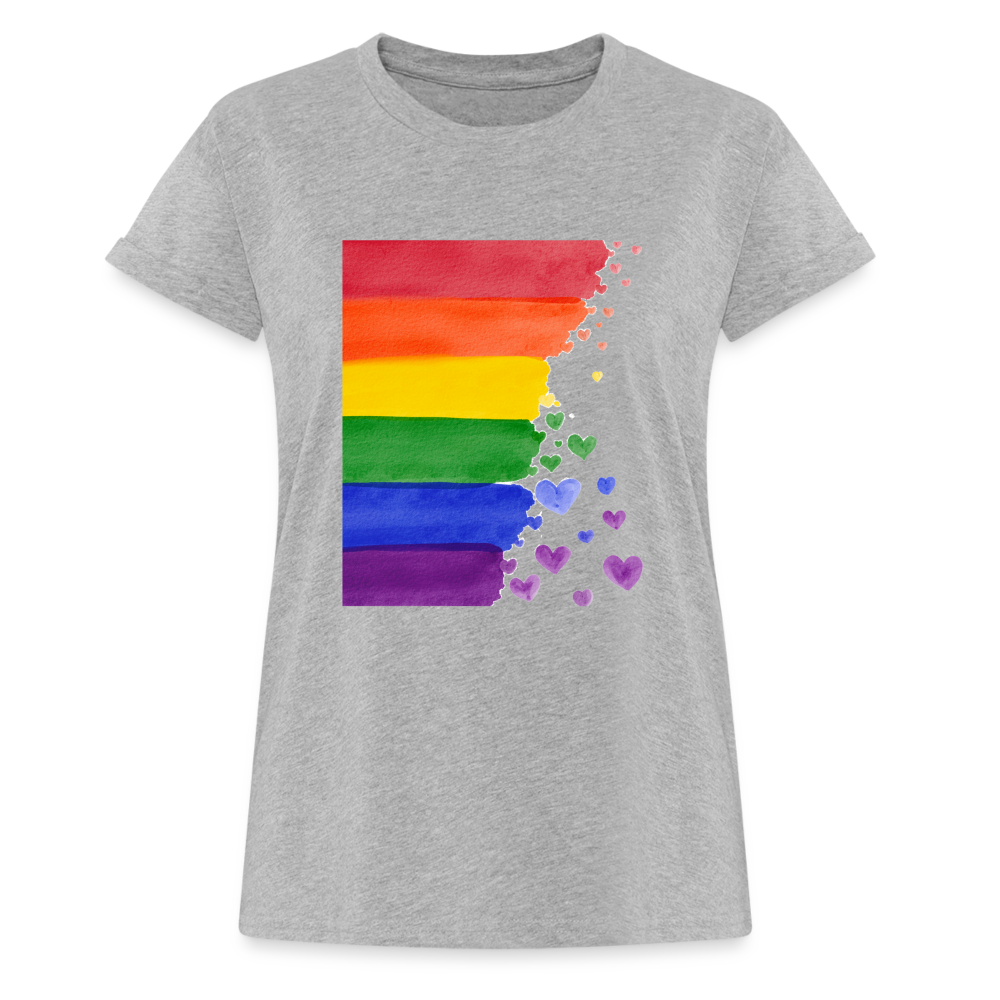 Frauen Oversize T-Shirt - LGBT Streifen - Grau meliert