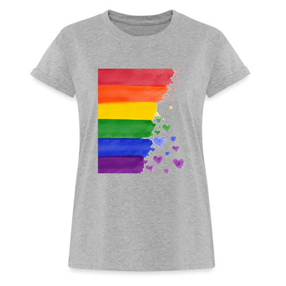 Frauen Oversize T-Shirt - LGBT Streifen - Grau meliert