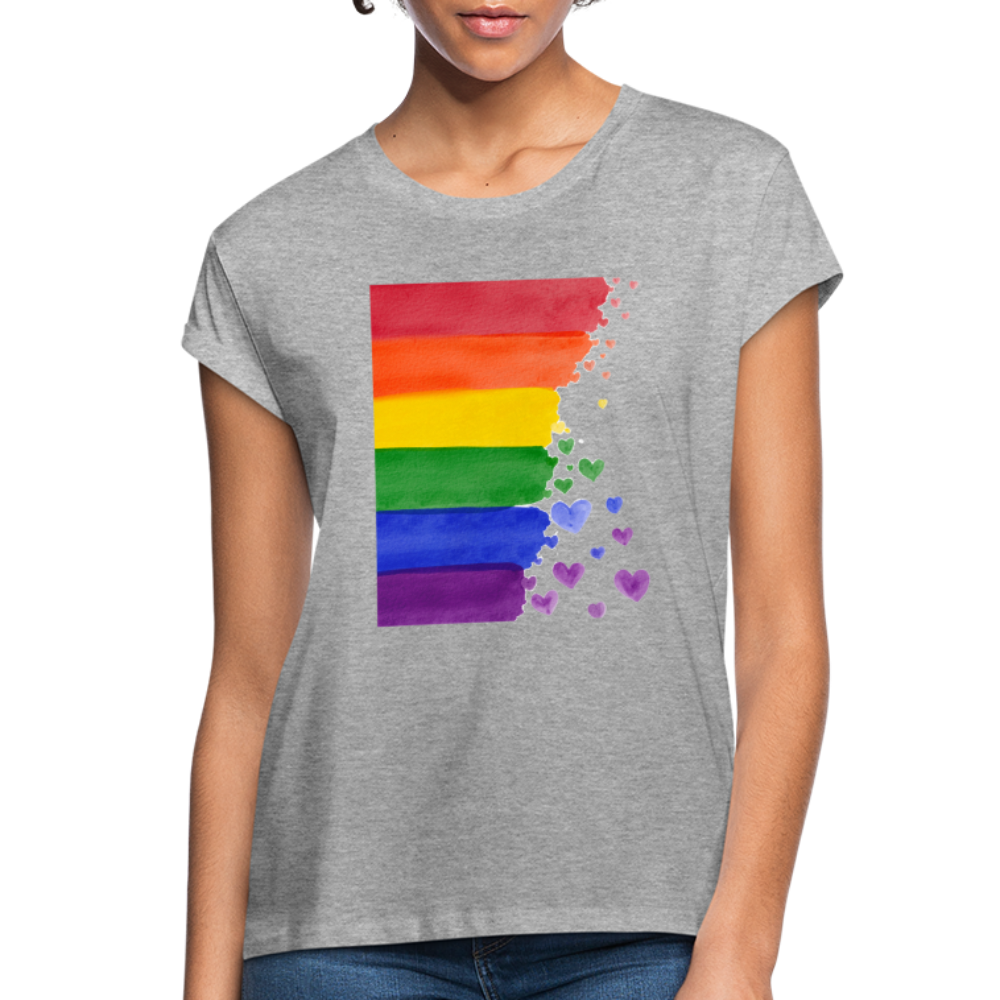 Frauen Oversize T-Shirt - LGBT Streifen - Grau meliert