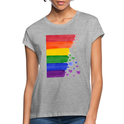 Frauen Oversize T-Shirt - LGBT Streifen - Grau meliert