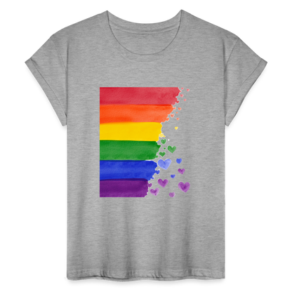 Frauen Oversize T-Shirt - LGBT Streifen - Grau meliert