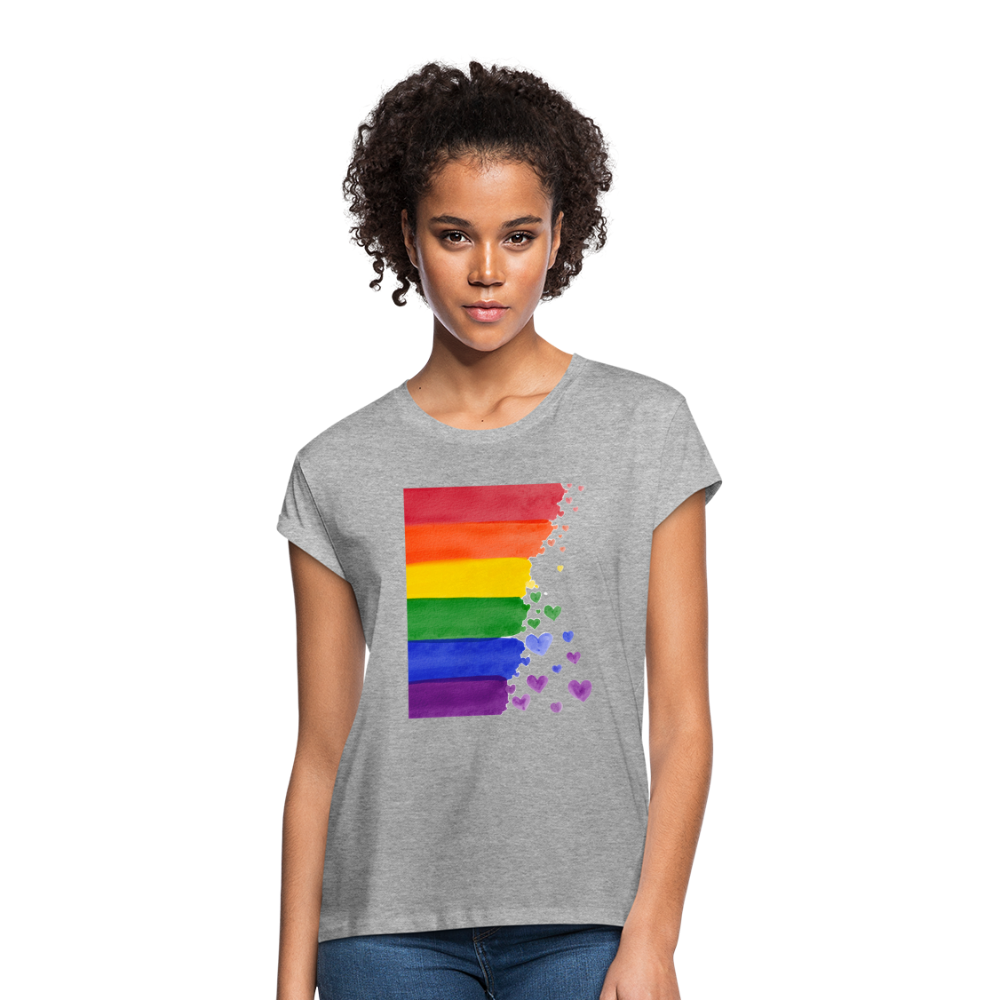 Frauen Oversize T-Shirt - LGBT Streifen - Grau meliert