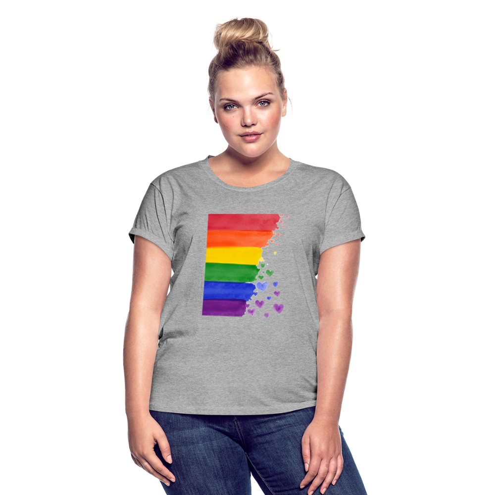 Frauen Oversize T-Shirt - LGBT Streifen - Grau meliert