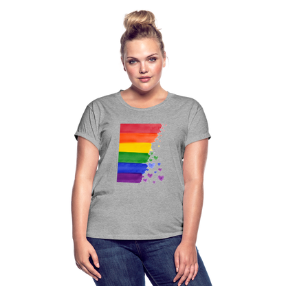 Frauen Oversize T-Shirt - LGBT Streifen - Grau meliert