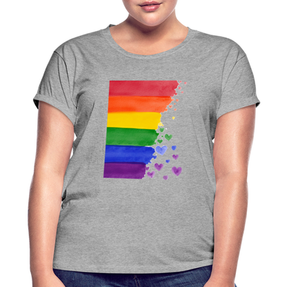 Frauen Oversize T-Shirt - LGBT Streifen - Grau meliert