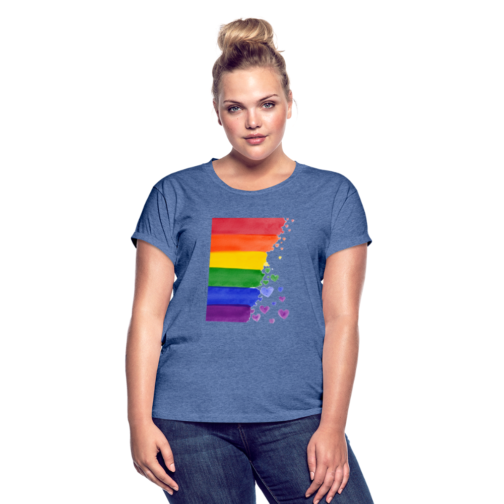 Frauen Oversize T-Shirt - LGBT Streifen - Denim meliert