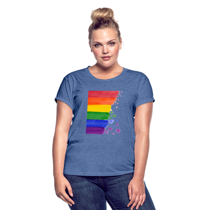 Frauen Oversize T-Shirt - LGBT Streifen - Denim meliert