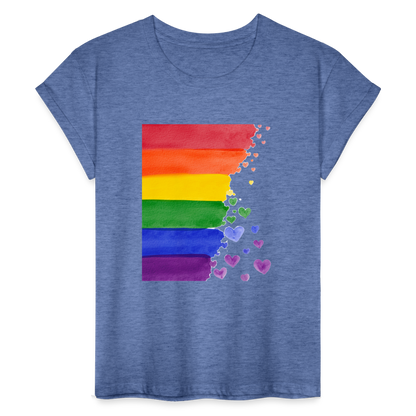 Frauen Oversize T-Shirt - LGBT Streifen - Denim meliert