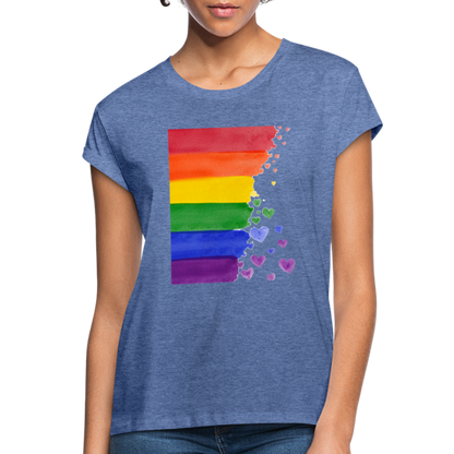 Frauen Oversize T-Shirt - LGBT Streifen - Denim meliert