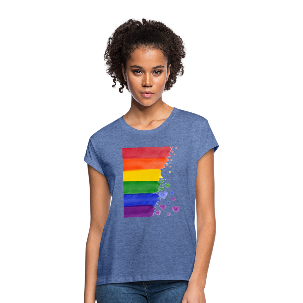 Frauen Oversize T-Shirt - LGBT Streifen - Denim meliert