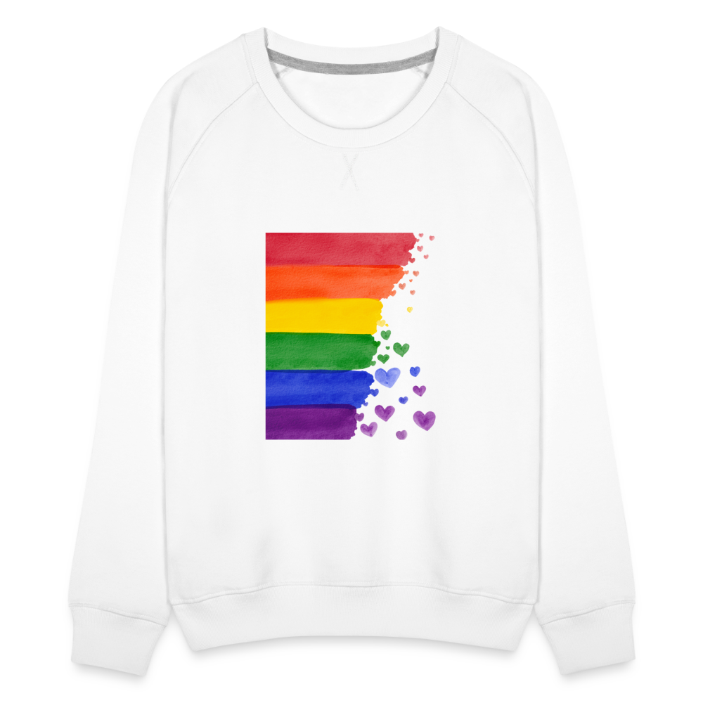 Frauen Premium Pullover - LGBT Streifen - weiß