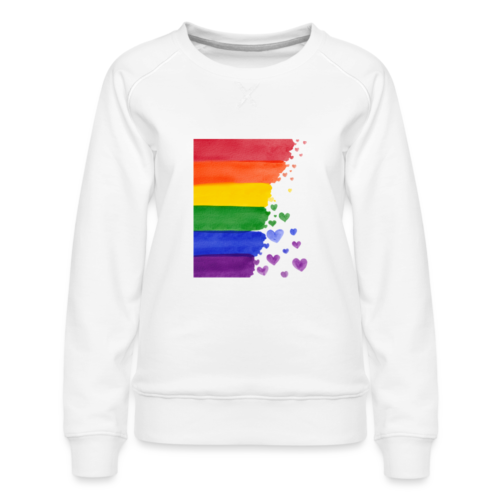 Frauen Premium Pullover - LGBT Streifen - weiß