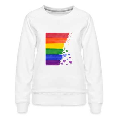 Frauen Premium Pullover - LGBT Streifen - weiß