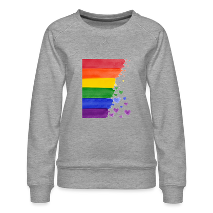 Frauen Premium Pullover - LGBT Streifen - Grau meliert