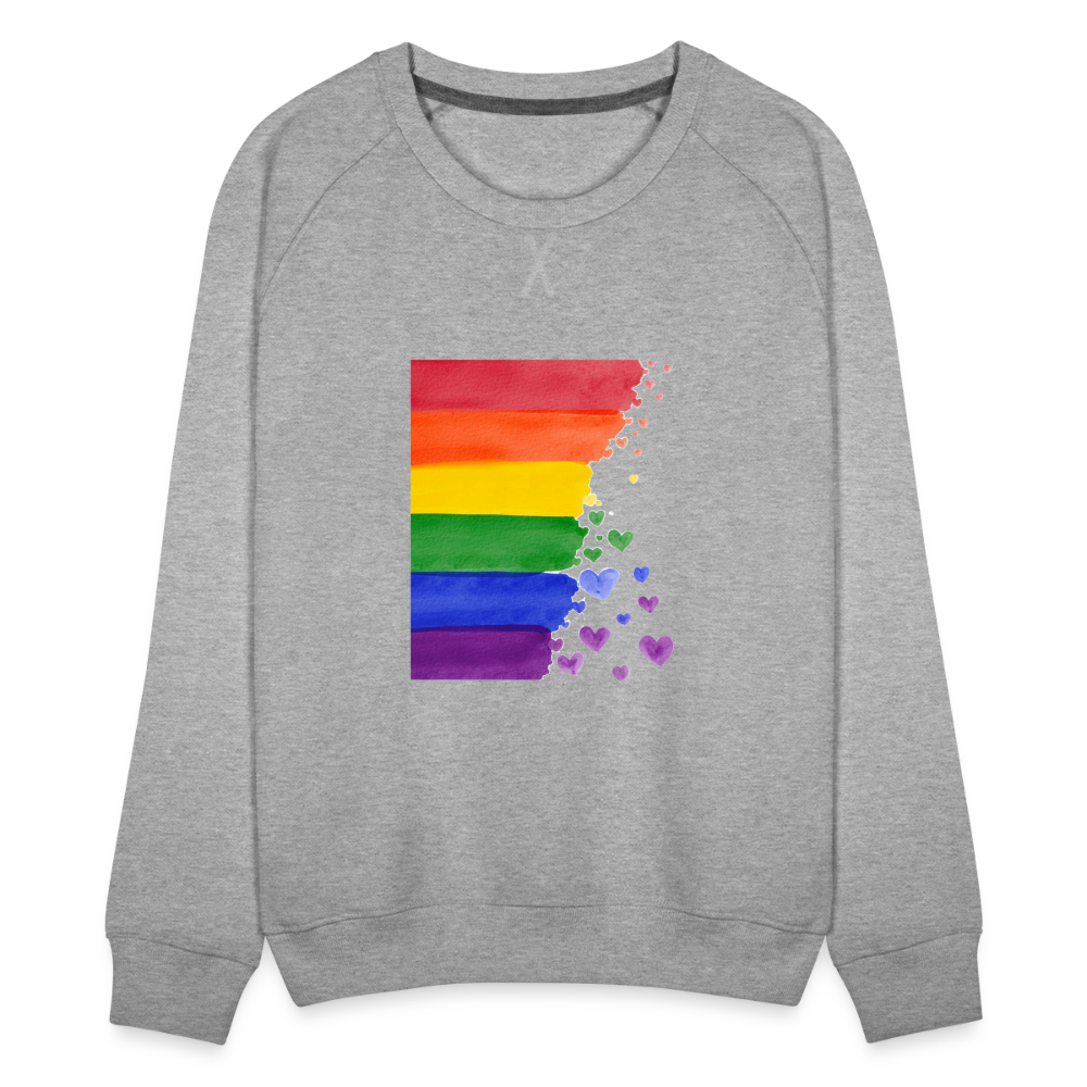 Frauen Premium Pullover - LGBT Streifen - Grau meliert