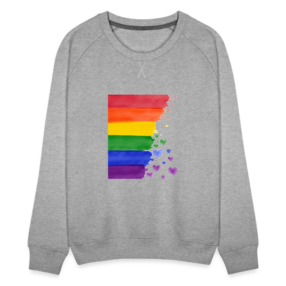 Frauen Premium Pullover - LGBT Streifen - Grau meliert