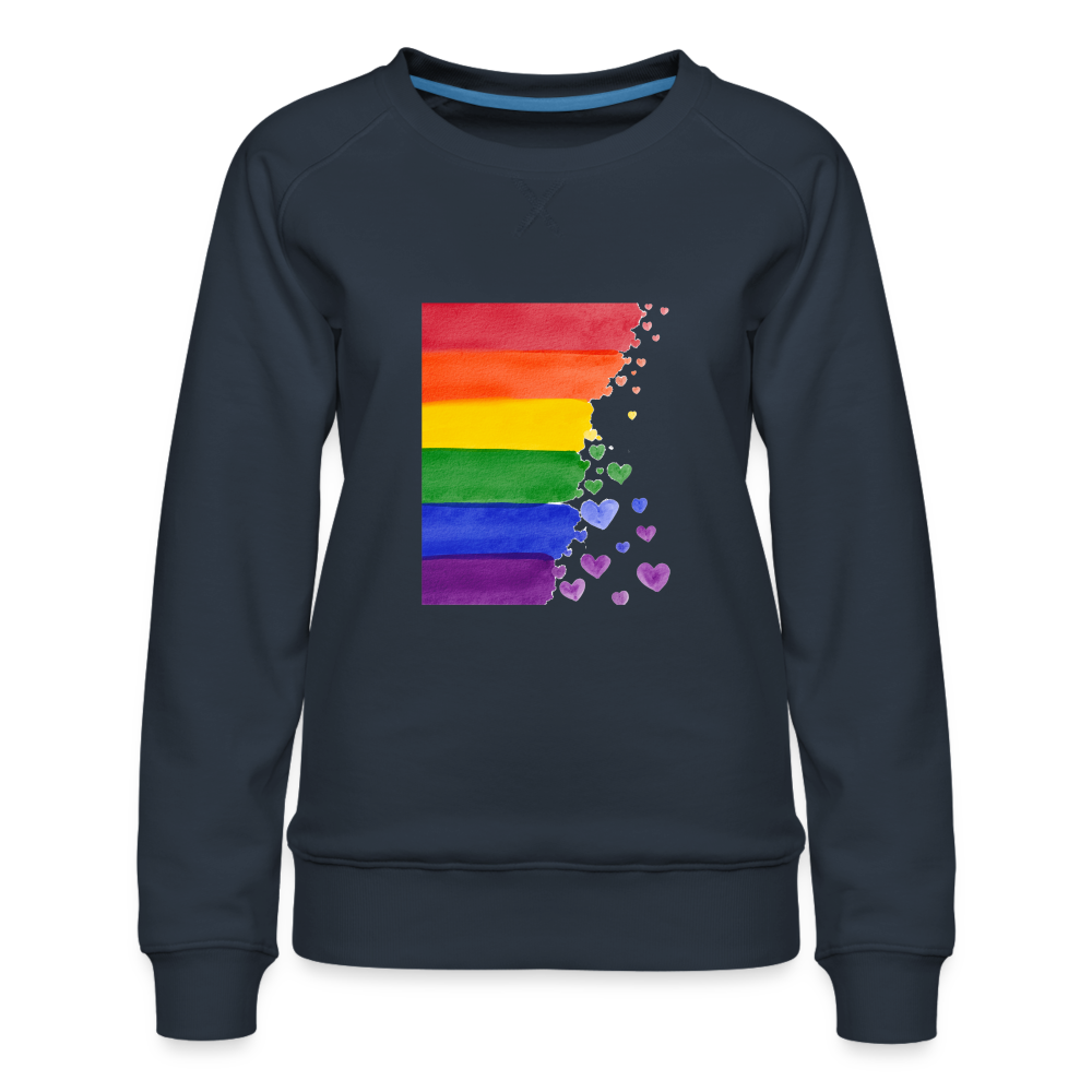 Frauen Premium Pullover - LGBT Streifen - Navy