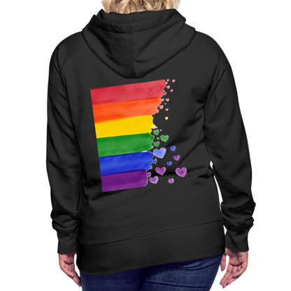 Frauen Premium Hoodie - LGBT Streifen - Schwarz