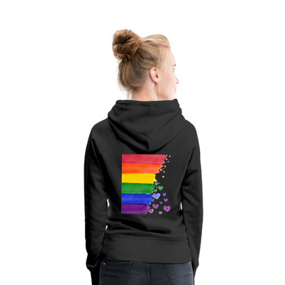 Frauen Premium Hoodie - LGBT Streifen - Schwarz