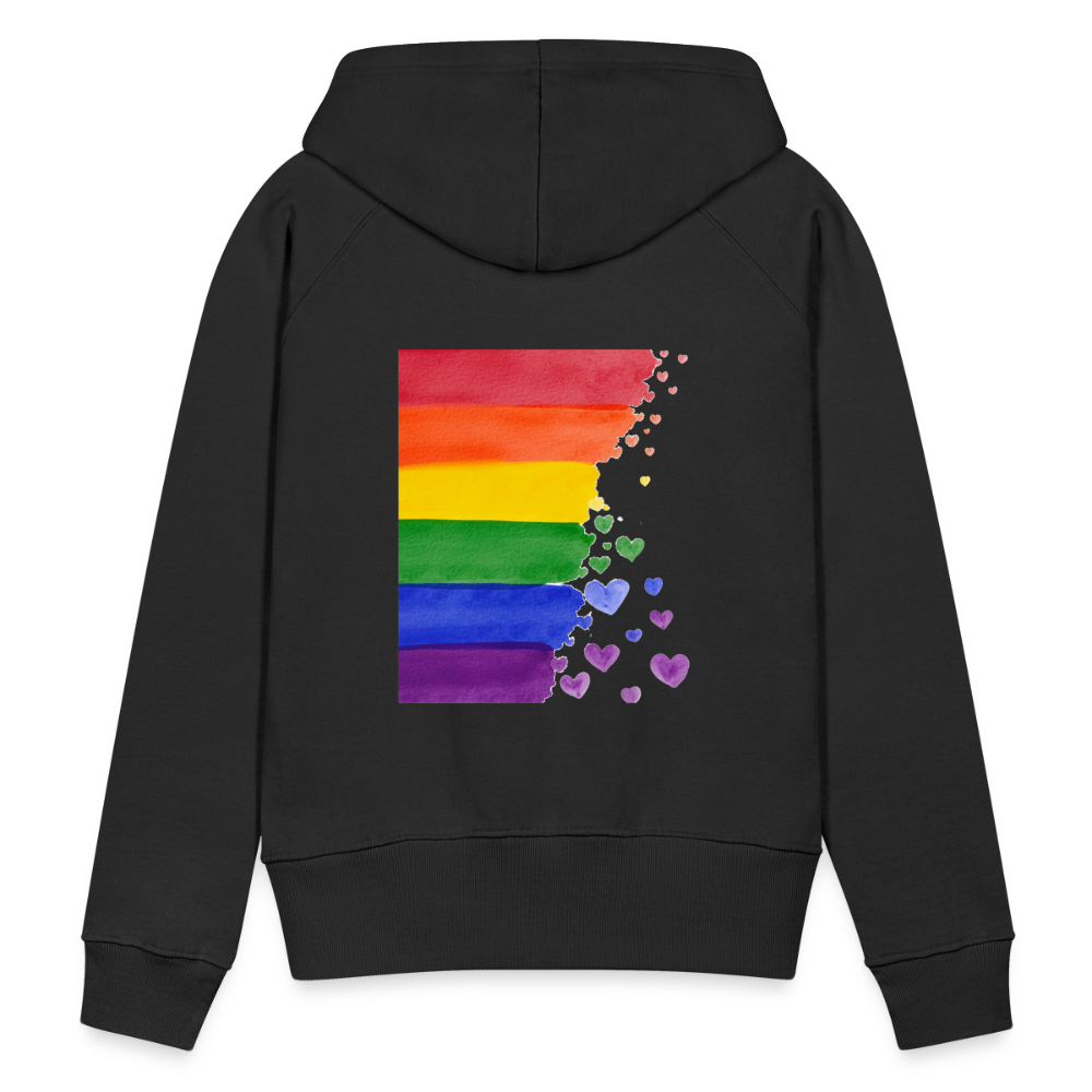 Frauen Premium Hoodie - LGBT Streifen - Schwarz