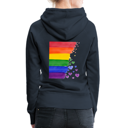 Frauen Premium Hoodie - LGBT Streifen - Navy