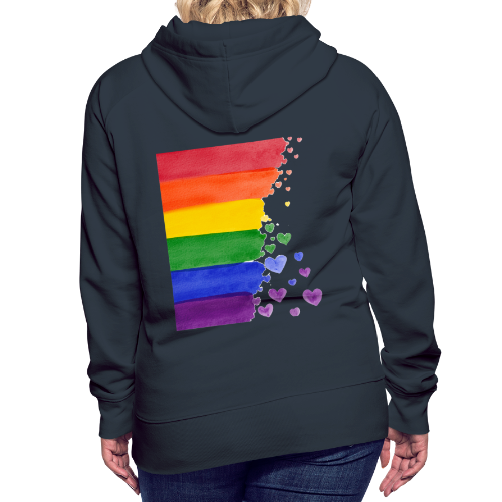 Frauen Premium Hoodie - LGBT Streifen - Navy