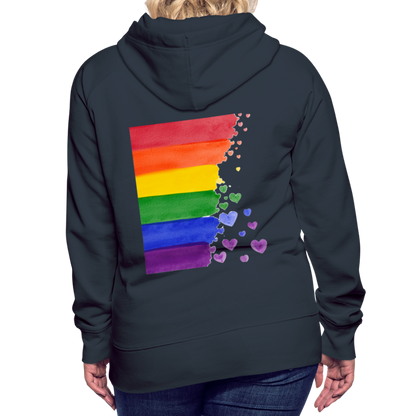 Frauen Premium Hoodie - LGBT Streifen - Navy