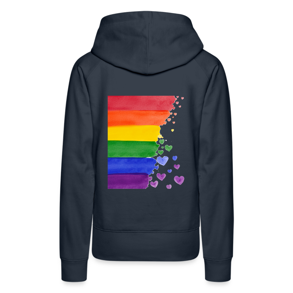 Frauen Premium Hoodie - LGBT Streifen - Navy