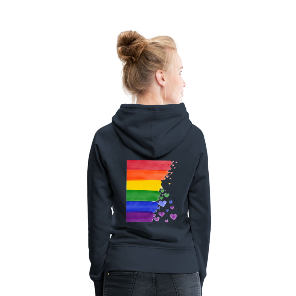 Frauen Premium Hoodie - LGBT Streifen - Navy