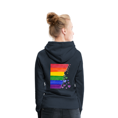 Frauen Premium Hoodie - LGBT Streifen - Navy